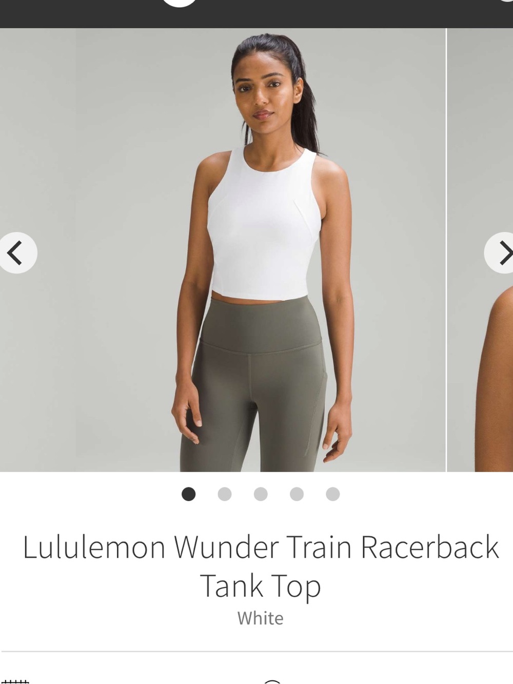 lululemon athletica White Racerback Cropped Tank